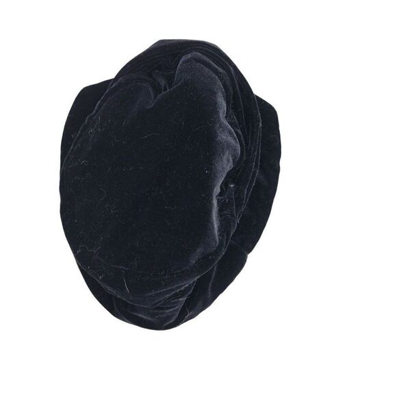 Vintage Betmar Black‎ Velvet Hat Cloche Bucket Ruched Button Detail Retro Glam